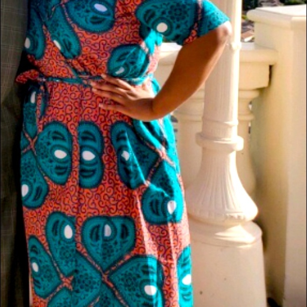 African Printed Wrap Dress with Belt